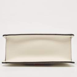 Pre Owned Gucci White Leather Mini Web Chain Sylvie Top Handle Bag