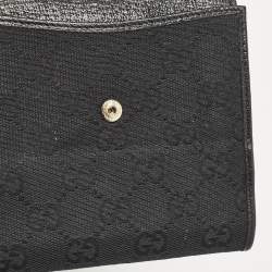 Gucci Black GG Canvas and Leather Abbey Compact Wallet