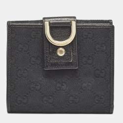 Gucci Black GG Canvas and Leather Abbey Compact Wallet