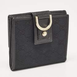 Gucci Black GG Canvas and Leather Abbey Compact Wallet