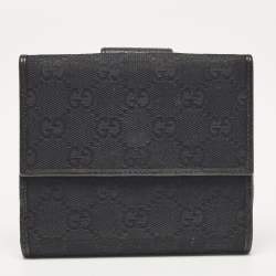 Gucci Black GG Canvas and Leather Abbey Compact Wallet