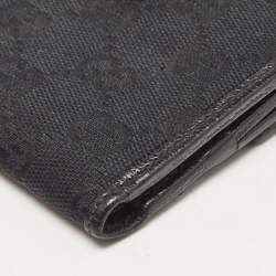 Gucci Black GG Canvas and Leather Abbey Compact Wallet
