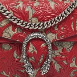 Pre Owned Gucci Red GG Supreme Canvas Small Dionysus Arabesque Shoulder Bag