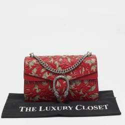 Pre Owned Gucci Red GG Supreme Canvas Small Dionysus Arabesque Shoulder Bag