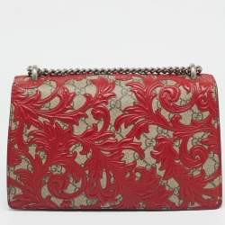 Pre Owned Gucci Red GG Supreme Canvas Small Dionysus Arabesque Shoulder Bag