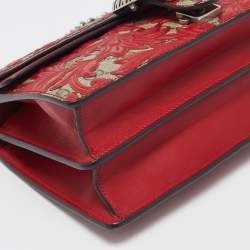 Pre Owned Gucci Red GG Supreme Canvas Small Dionysus Arabesque Shoulder Bag