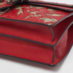 Pre Owned Gucci Red GG Supreme Canvas Small Dionysus Arabesque Shoulder Bag