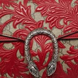 Pre Owned Gucci Red GG Supreme Canvas Small Dionysus Arabesque Shoulder Bag