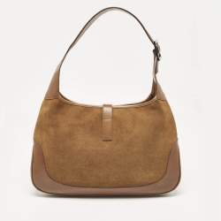 Pre Owned Gucci Brown Suede and Leather Jackie Bardot Hobo