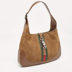 Pre Owned Gucci Brown Suede and Leather Jackie Bardot Hobo