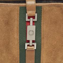 Pre Owned Gucci Brown Suede and Leather Jackie Bardot Hobo