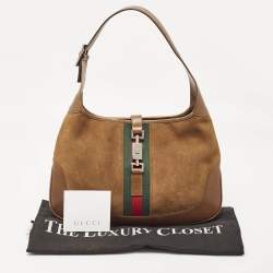 Pre Owned Gucci Brown Suede and Leather Jackie Bardot Hobo