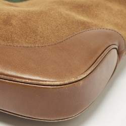Pre Owned Gucci Brown Suede and Leather Jackie Bardot Hobo