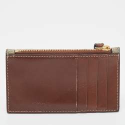 Gucci Brown/Beige GG Supreme Canvas and Leather Zip Card Holder