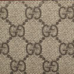 Gucci Brown/Beige GG Supreme Canvas and Leather Zip Card Holder