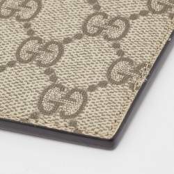 Gucci Brown/Beige GG Supreme Canvas and Leather Zip Card Holder