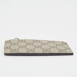 Gucci Brown/Beige GG Supreme Canvas and Leather Zip Card Holder