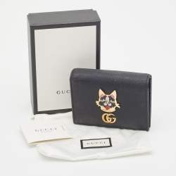 Gucci Black Leather GG Marmont Bosco Card Case