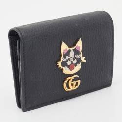 Gucci Black Leather GG Marmont Bosco Card Case