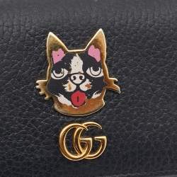 Gucci Black Leather GG Marmont Bosco Card Case