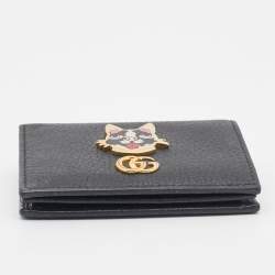 Gucci Black Leather GG Marmont Bosco Card Case