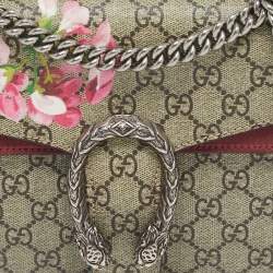 Gucci Old Rose/Beige GG Supreme Canvas and Suede Small Dionysus Blooms Shoulder Bag