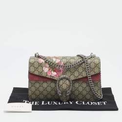 Gucci Old Rose/Beige GG Supreme Canvas and Suede Small Dionysus Blooms Shoulder Bag