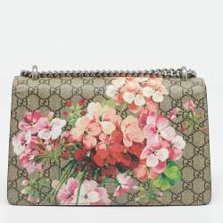 Gucci Old Rose/Beige GG Supreme Canvas and Suede Small Dionysus Blooms Shoulder Bag