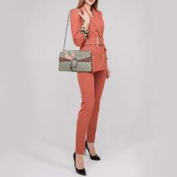 Gucci Old Rose/Beige GG Supreme Canvas and Suede Small Dionysus Blooms Shoulder Bag