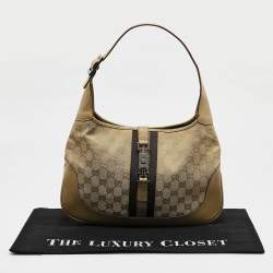 Pre Owned Gucci Beige GG Canvas and Leather Medium Jackie O Hobo