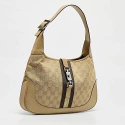 Pre Owned Gucci Beige GG Canvas and Leather Medium Jackie O Hobo