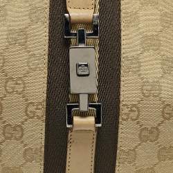 Pre Owned Gucci Beige GG Canvas and Leather Medium Jackie O Hobo