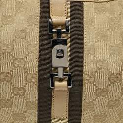 Pre Owned Gucci Beige GG Canvas and Leather Medium Jackie O Hobo