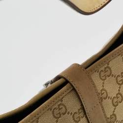 Pre Owned Gucci Beige GG Canvas and Leather Medium Jackie O Hobo