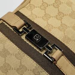Pre Owned Gucci Beige GG Canvas and Leather Medium Jackie O Hobo