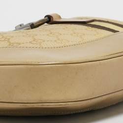 Pre Owned Gucci Beige GG Canvas and Leather Medium Jackie O Hobo
