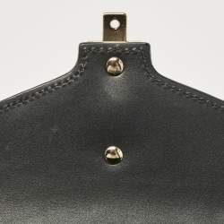 Pre Owned Gucci Black Leather Mini Web Chain Sylvie Top Handle Bag