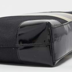 Pre Owned Gucci Black Canvas Striped PVC Shoulder Bag