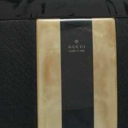 Pre Owned Gucci Black Canvas Striped PVC Shoulder Bag
