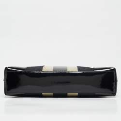 Pre Owned Gucci Black Canvas Striped PVC Shoulder Bag