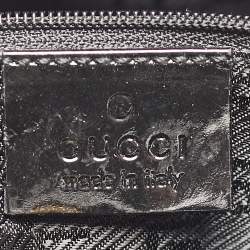 Pre Owned Gucci Black Canvas Striped PVC Shoulder Bag