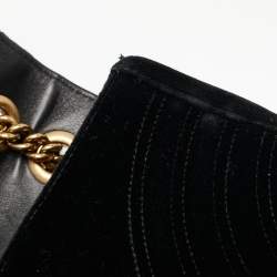 مملوكة مسبقًا Gucci Black Matelassé Velvet Small GG Marmont Shoulder Bag