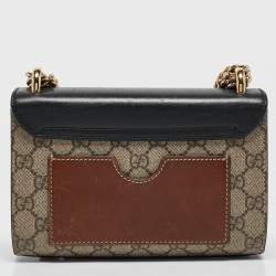 Gucci Black/Beige GG Supreme Canvas and Leather Padlock Small Shoulder Bag