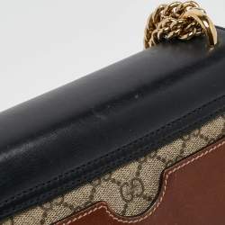 Gucci Black/Beige GG Supreme Canvas and Leather Padlock Small Shoulder Bag