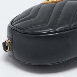 Gucci Black Matelassé Leather Mini GG Marmont Belt Bag