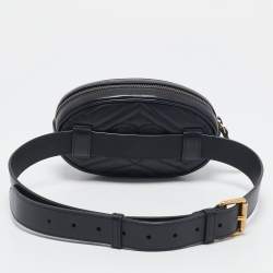 Gucci Black Matelassé Leather Mini GG Marmont Belt Bag