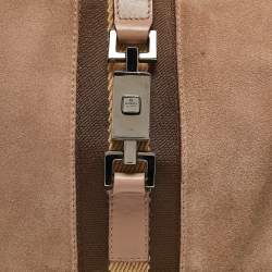 Pre Owned Gucci Old Rose/Beige GG Canvas and Leather Jackie Bardot Hobo