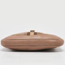 Pre Owned Gucci Old Rose/Beige GG Canvas and Leather Jackie Bardot Hobo