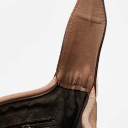 Pre Owned Gucci Old Rose/Beige GG Canvas and Leather Jackie Bardot Hobo