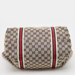 Pre Owned Gucci Beige/Red GG Canvas and Leather Jolicoeur Tote